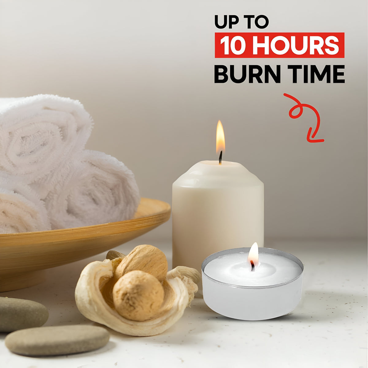 Prices Maxi Lights Candle Set White H2cm x D6cm Pack of 12 TEM121228 | Up to 10 Hours Burn Time