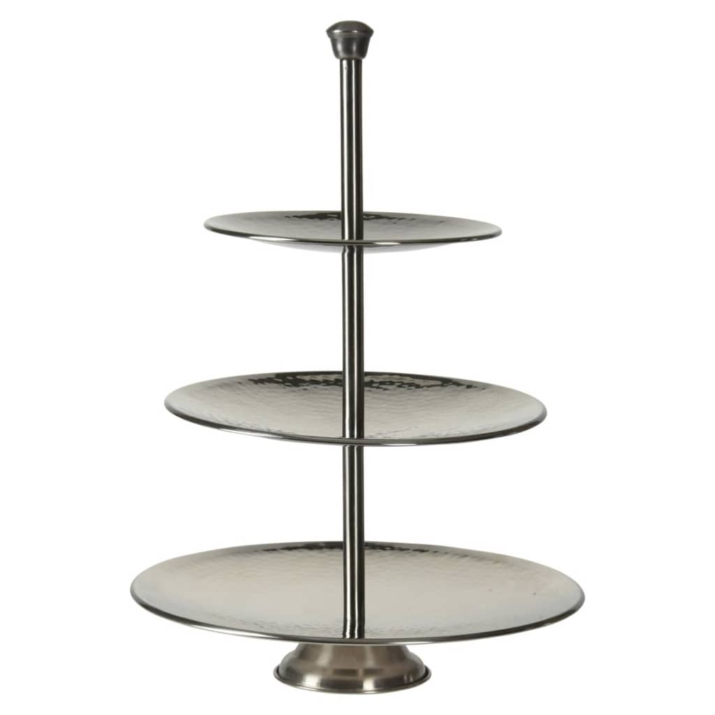 Excellent Houseware 3 Layers Hammered Etagere or Food Stand Chrome 25cm x 36.5cm A12441130