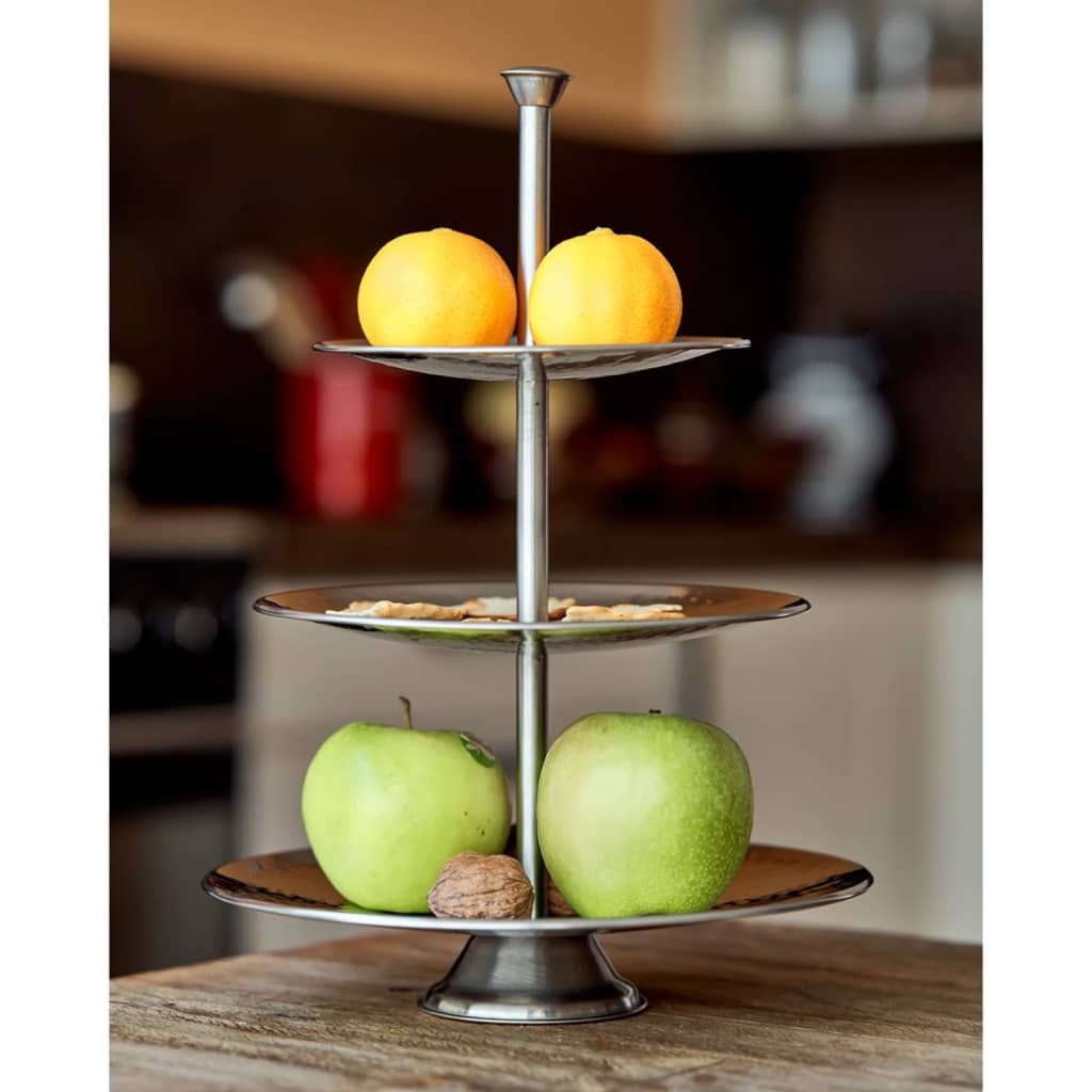 Excellent Houseware 3 Layers Hammered Etagere or Food Stand Chrome 25cm x 36.5cm A12441130