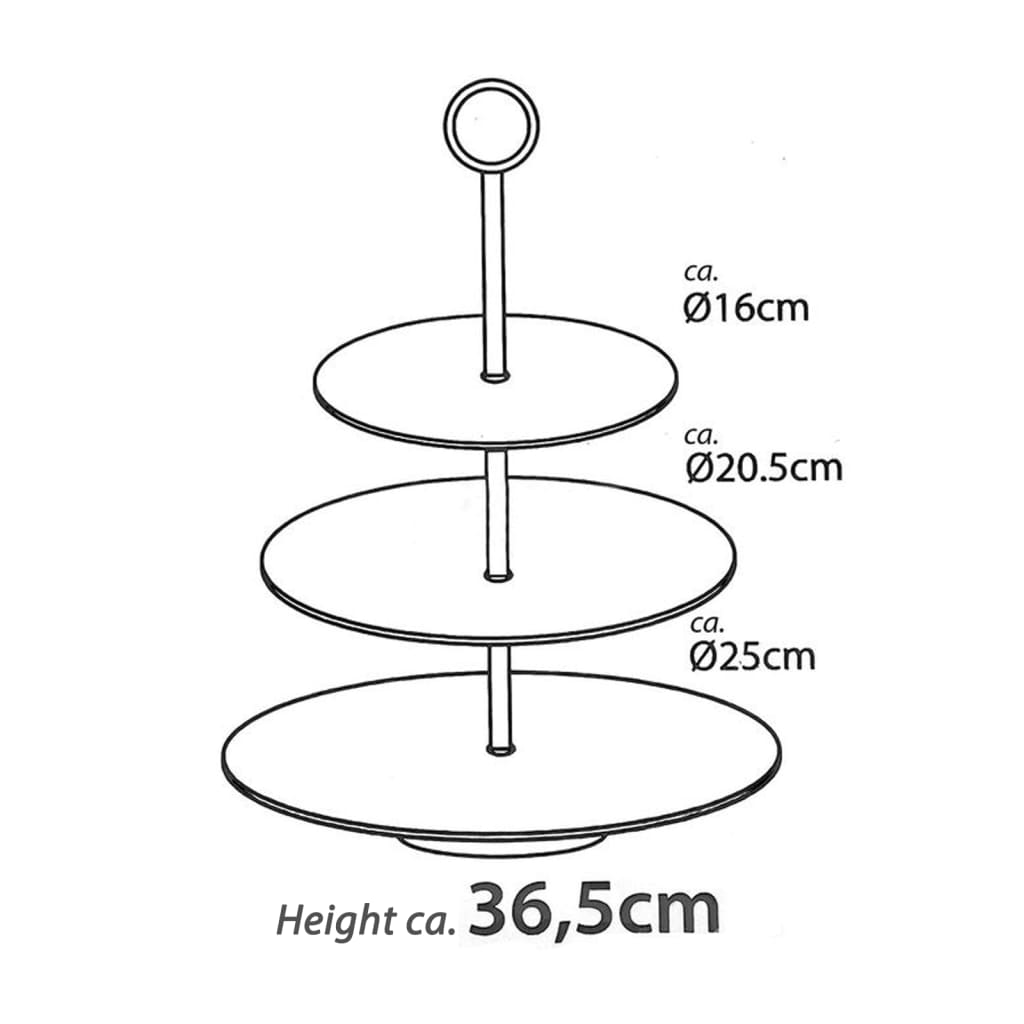 Excellent Houseware 3 Layers Hammered Etagere or Food Stand Chrome 25cm x 36.5cm A12441130