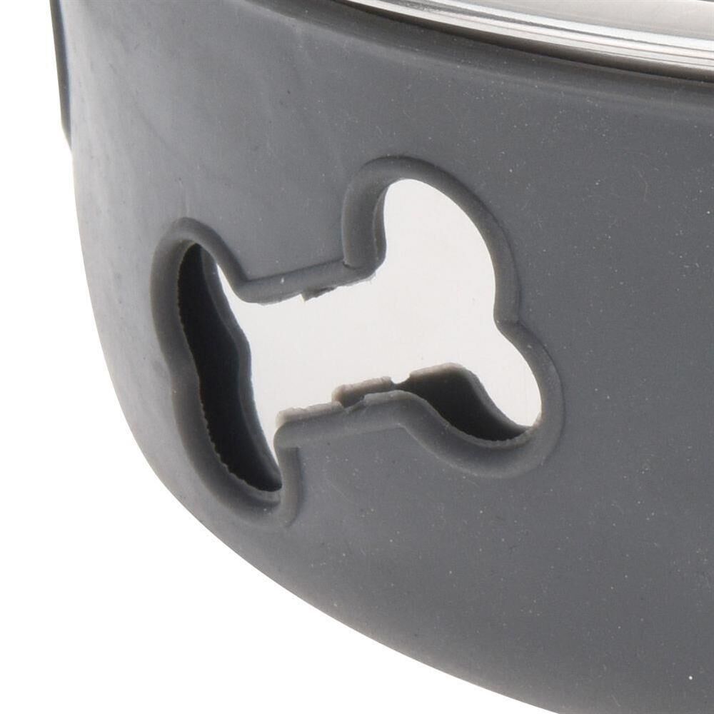 Stainless Steel Pet Bowl with Suction Base Black and Chrome 21cm x 7cm A12650400