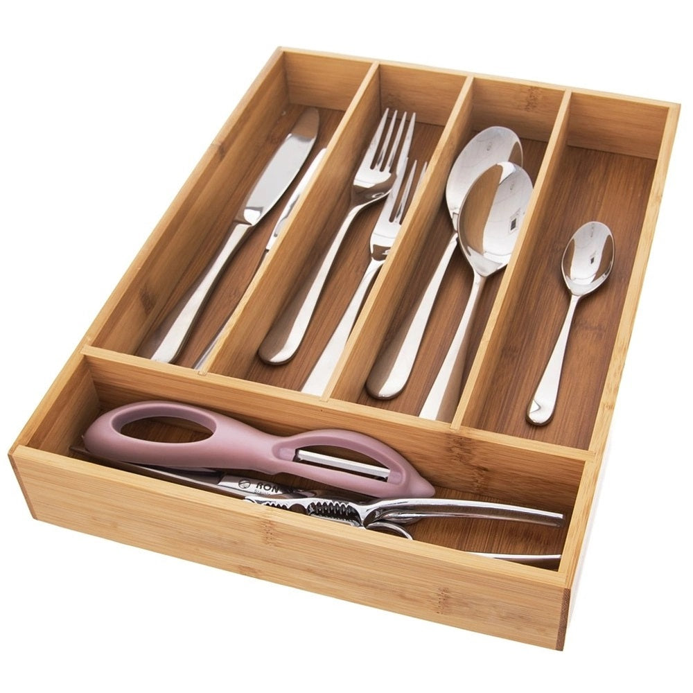 Excellent Houseware Bamboo Cutlery Tray Natural 35cm x 26cm x 5cm BA2000010