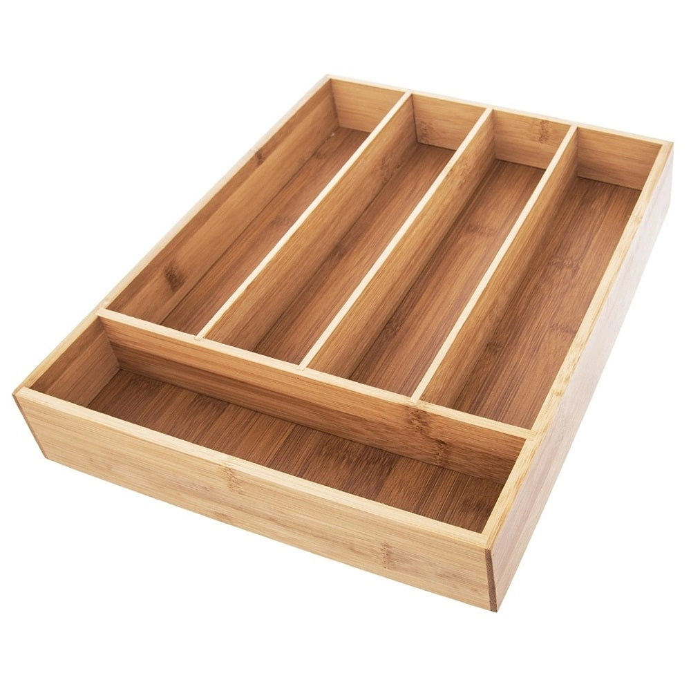 Excellent Houseware Bamboo Cutlery Tray Natural 35cm x 26cm x 5cm BA2000010