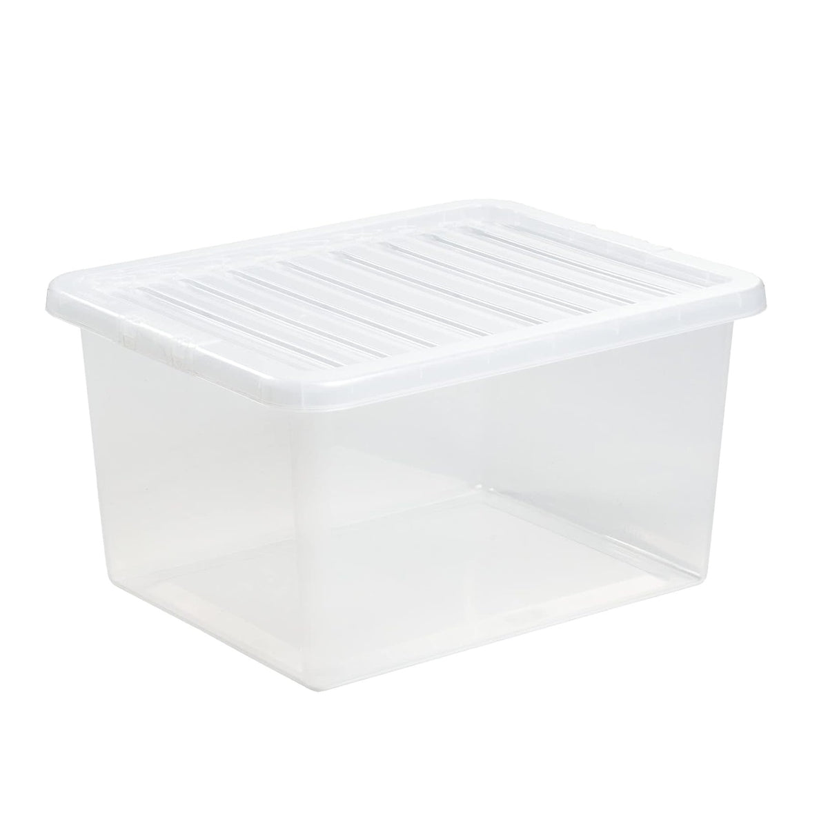 Wham Plastic Storage Box with Lid Clear 35Ltr 395mm x 490mm x 260mm Z10890 | Stackable Container for Home-Office or Garage | Ideal for Organizing and Decluttering