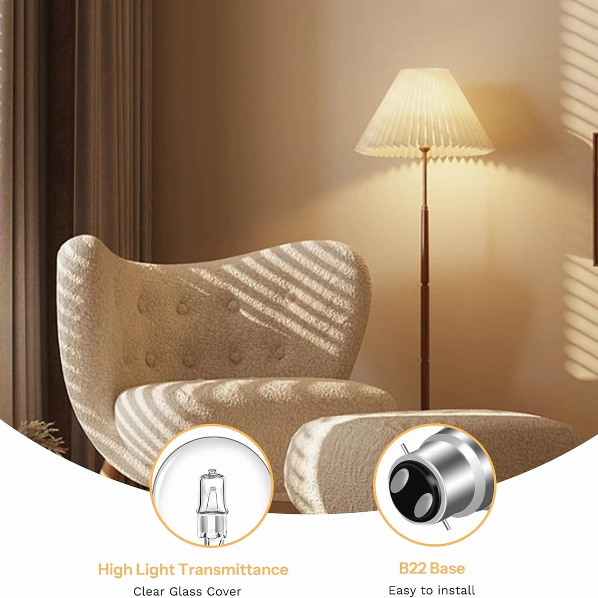 Linx BC Golf Halogen GLS Warm White Light Bulb 30W Clear LX0115 | Energy Saving | Instant Brightness | Dimmable