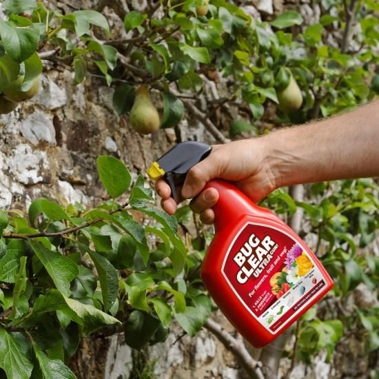 Bug Clear Ultra Gun Insecticide Spray Red 1Ltr 115148 | Pest Control for Flowers-Fruit and Vegetables | Kills Bugs | Prevents Further Attacks