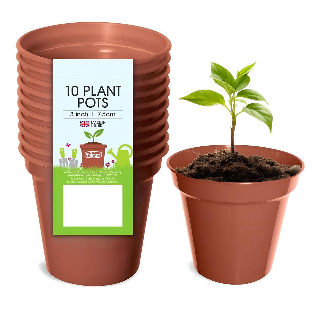 Whitefurze Garden Pot Terracotta H10cm x W7.5cm Pack of 10 G040123