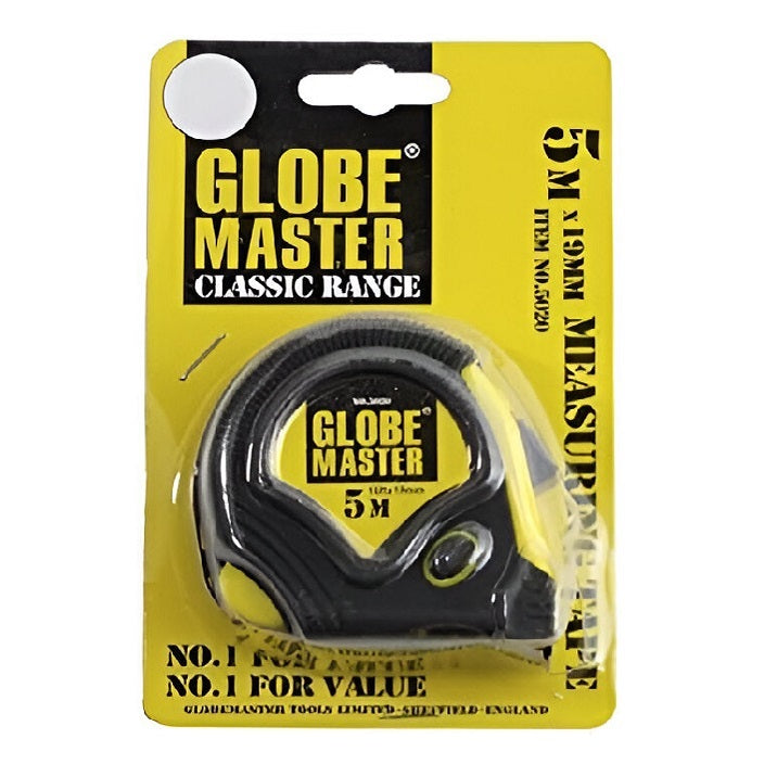 Globe Master Measuring Tape Black and Yellow 5Mtr x 19mm 5020