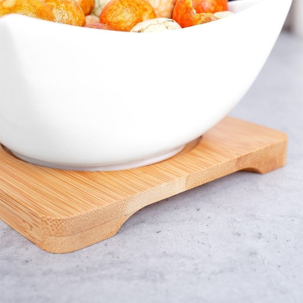 Excellent Houseware Porcelain Serving Set with Bamboo Tray White 4-Piece 210001440