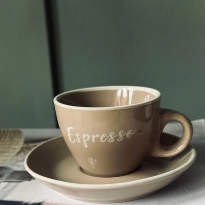 Ceramic Espresso Cups with Saucers Assorted Colours 100ml Pack of 4 Q99000200 | Stylish and Durable