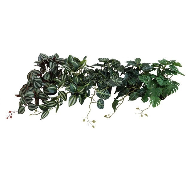 Botanical Decoration Artificial Hanging Houseplants in Black Pots Green Pack of 1 PL6000120 | Assorted Tropical Leaf Designs | Realistic Faux Greenery for Home or Office Decor