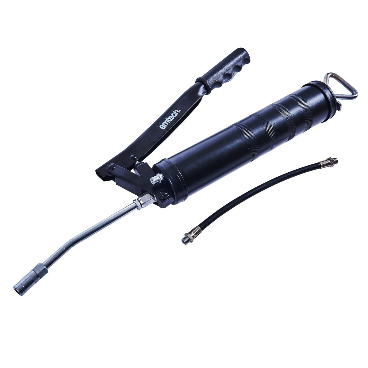 Amtech 500CC Grease Gun Black J2265 | Lever Action for Increased Pressure | Strong and Durable Steel Construction | 30cm Flexible Nozzle and 15cm Fixed Nozzle