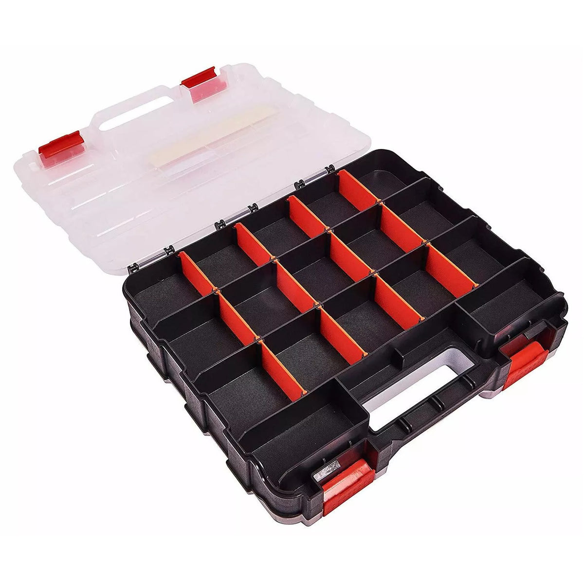 Amtech Double Sided Storage Box Organizer Multicoloured 8cm x 27cm x 32cm S6463 | Durable Plastic Construction | Adjustable Partitions | 34 Compartments