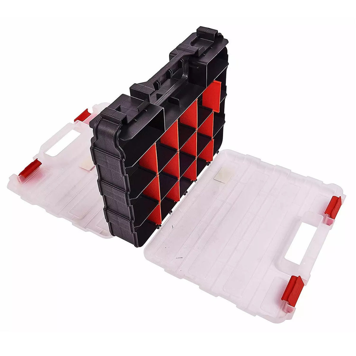 Amtech Double Sided Storage Box Organizer Multicoloured 8cm x 27cm x 32cm S6463 | Durable Plastic Construction | Adjustable Partitions | 34 Compartments