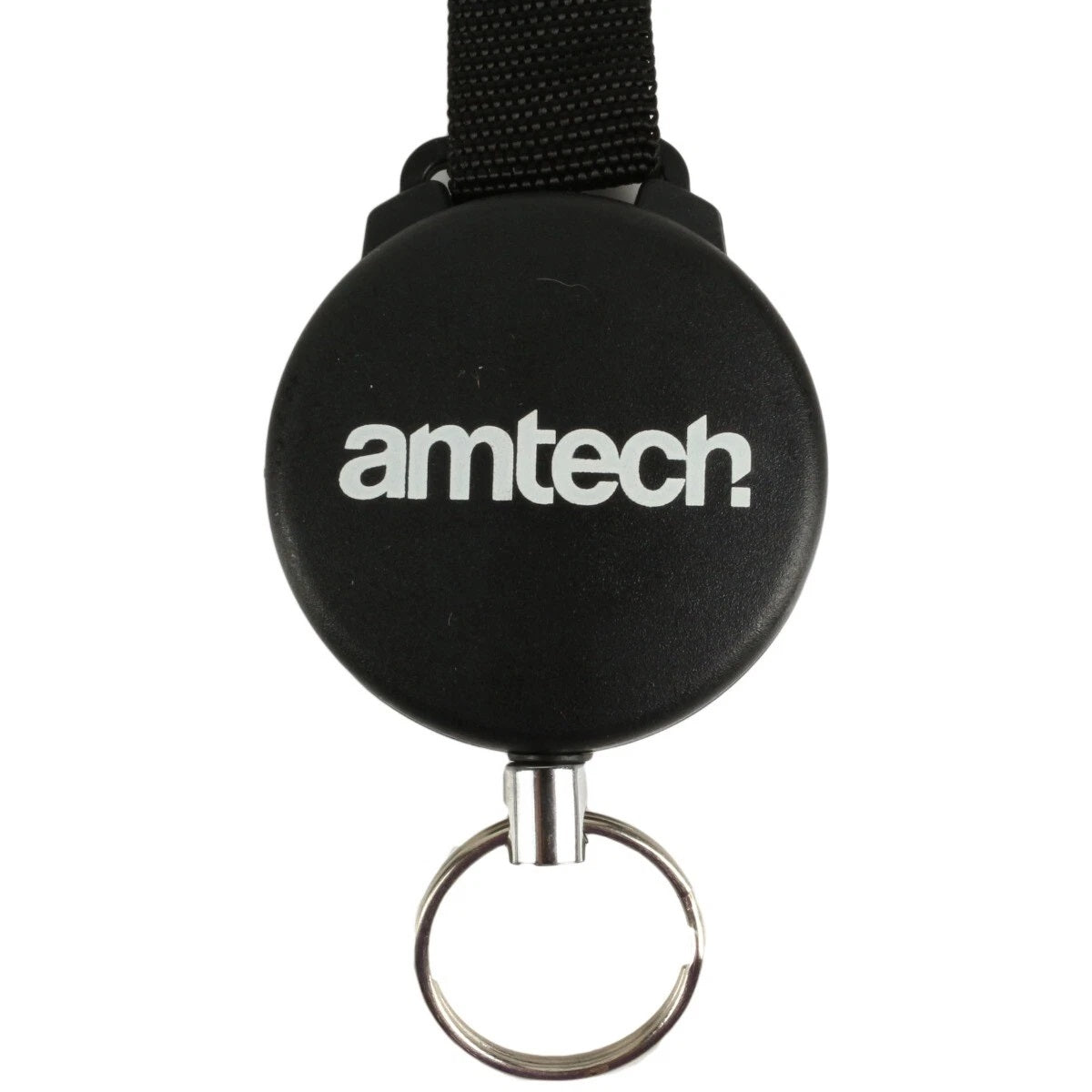 Amtech Recoil Keyring with Carabiner Black 1.2Mtr S6365 | Strong Stainless Steel Cord | Secure Carabiner Attachment