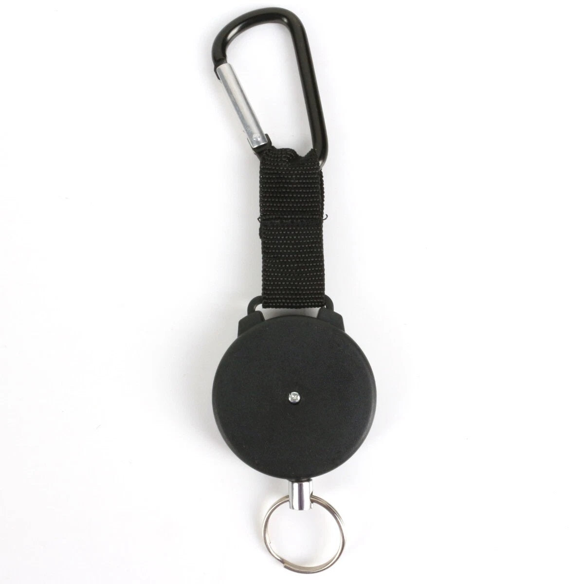 Amtech Recoil Keyring with Carabiner Black 1.2Mtr S6365 | Strong Stainless Steel Cord | Secure Carabiner Attachment