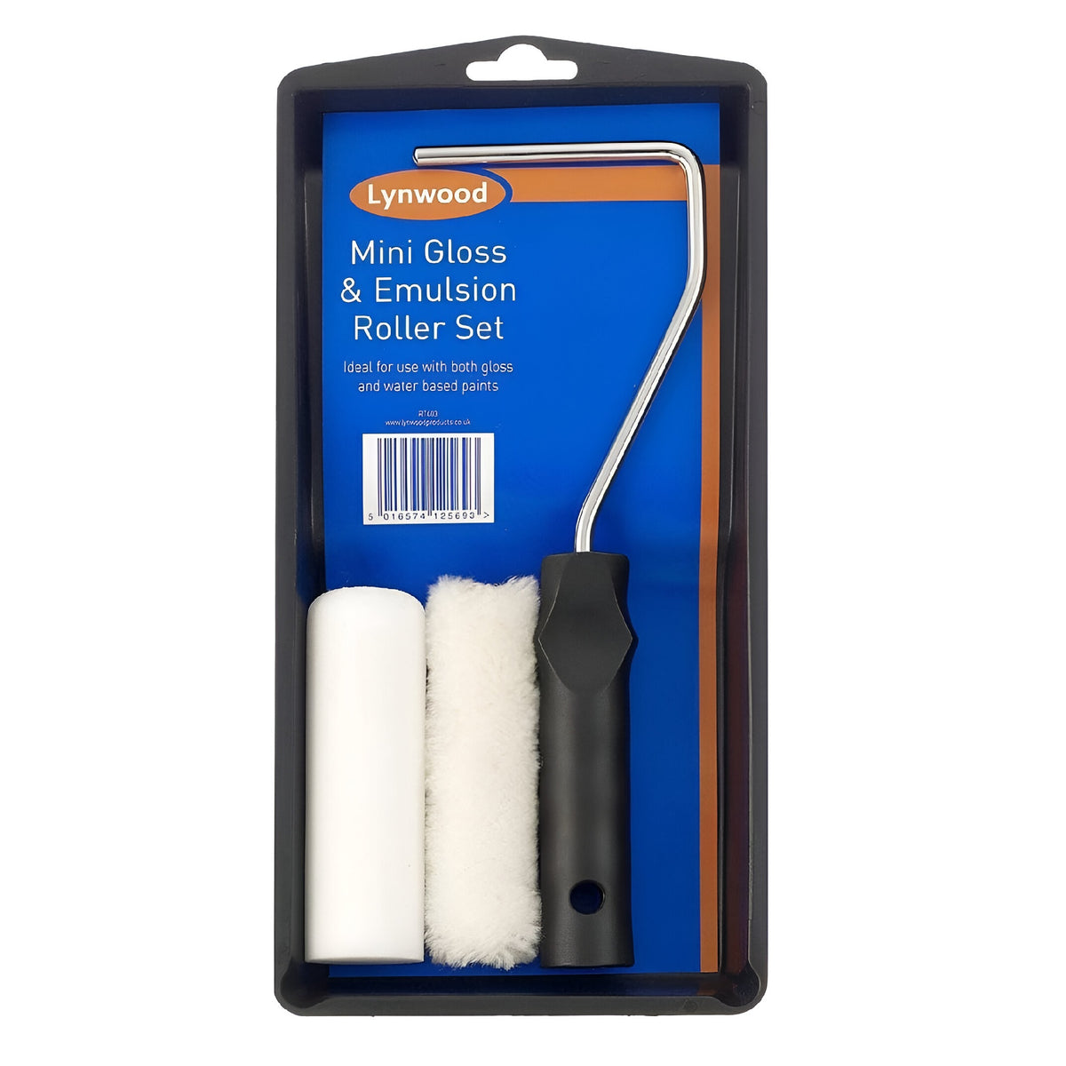 Lynwood Mini Gloss and Emulsion Roller Set White and Black RT403 | Ideal for Use with Both Gloss and Water Based Paints