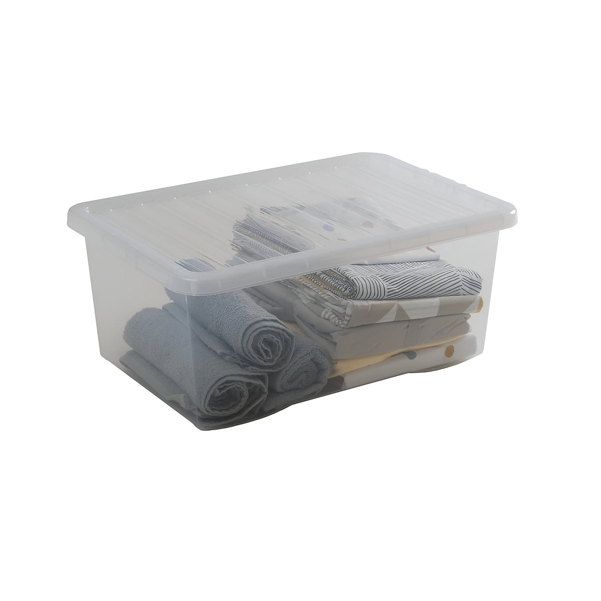 Wham Rectangular Storage Box with Lid Crystal Clear 45Ltr Pack of 1 10870