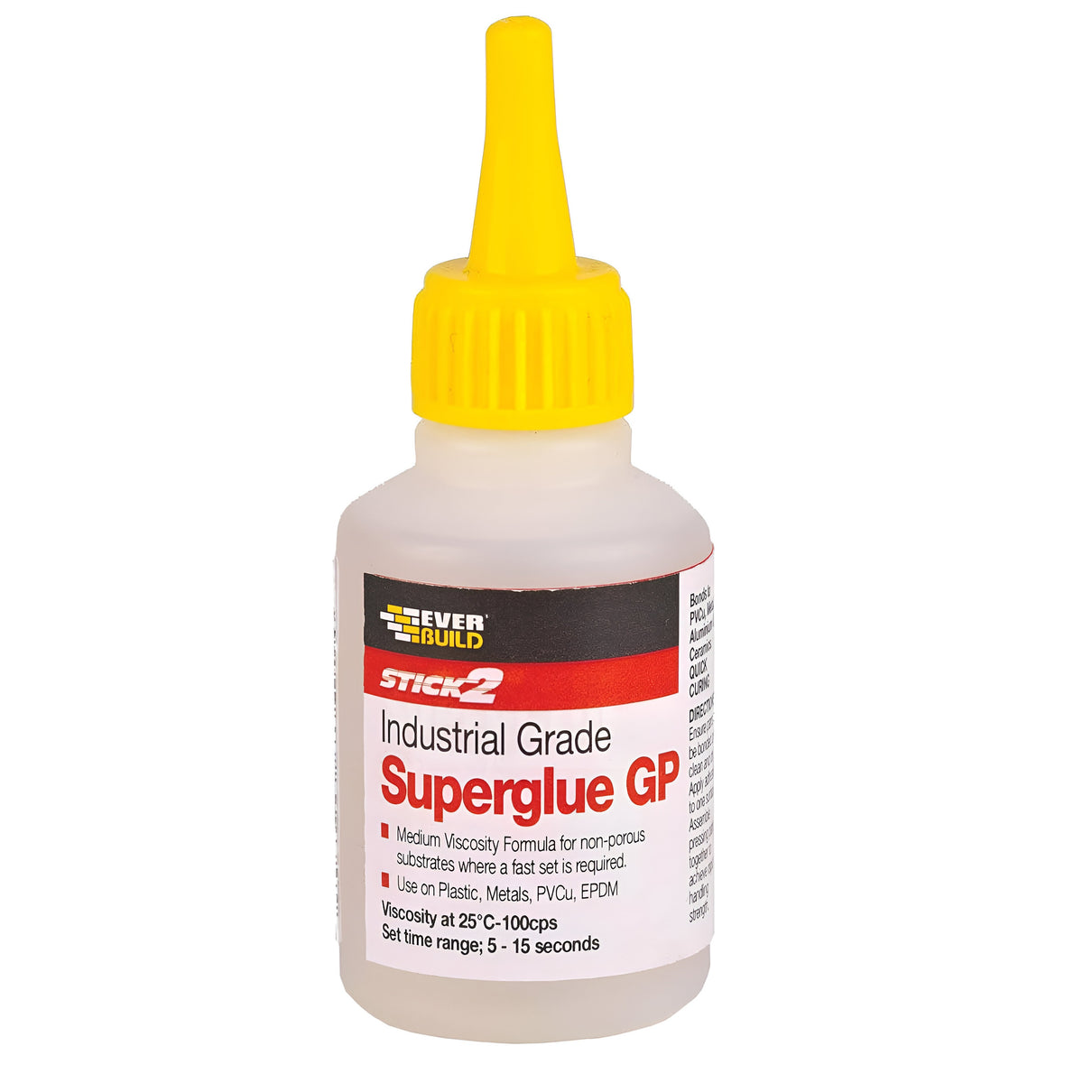 Ever Build Stick 2 Industrial Grade Superglue GP Clear 50g | Use on Plastic - Metals - PVCu - EPDM