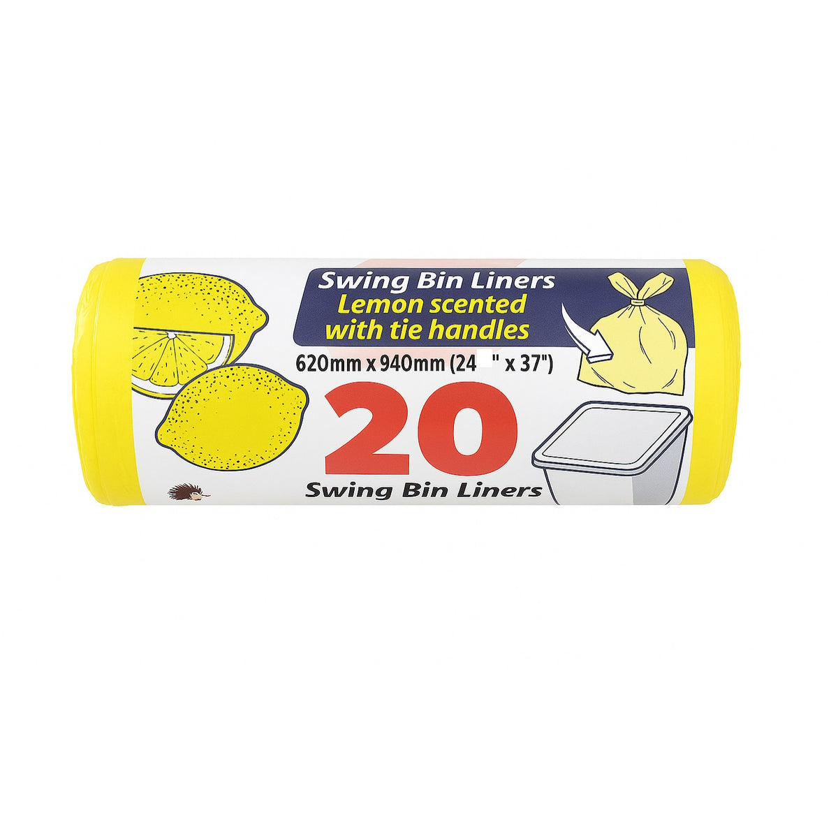 Lemon Scented Swing Bin Liners with Tie Handles Yellow 24.5-Inch x 37-Inch Pack of 20 SBL