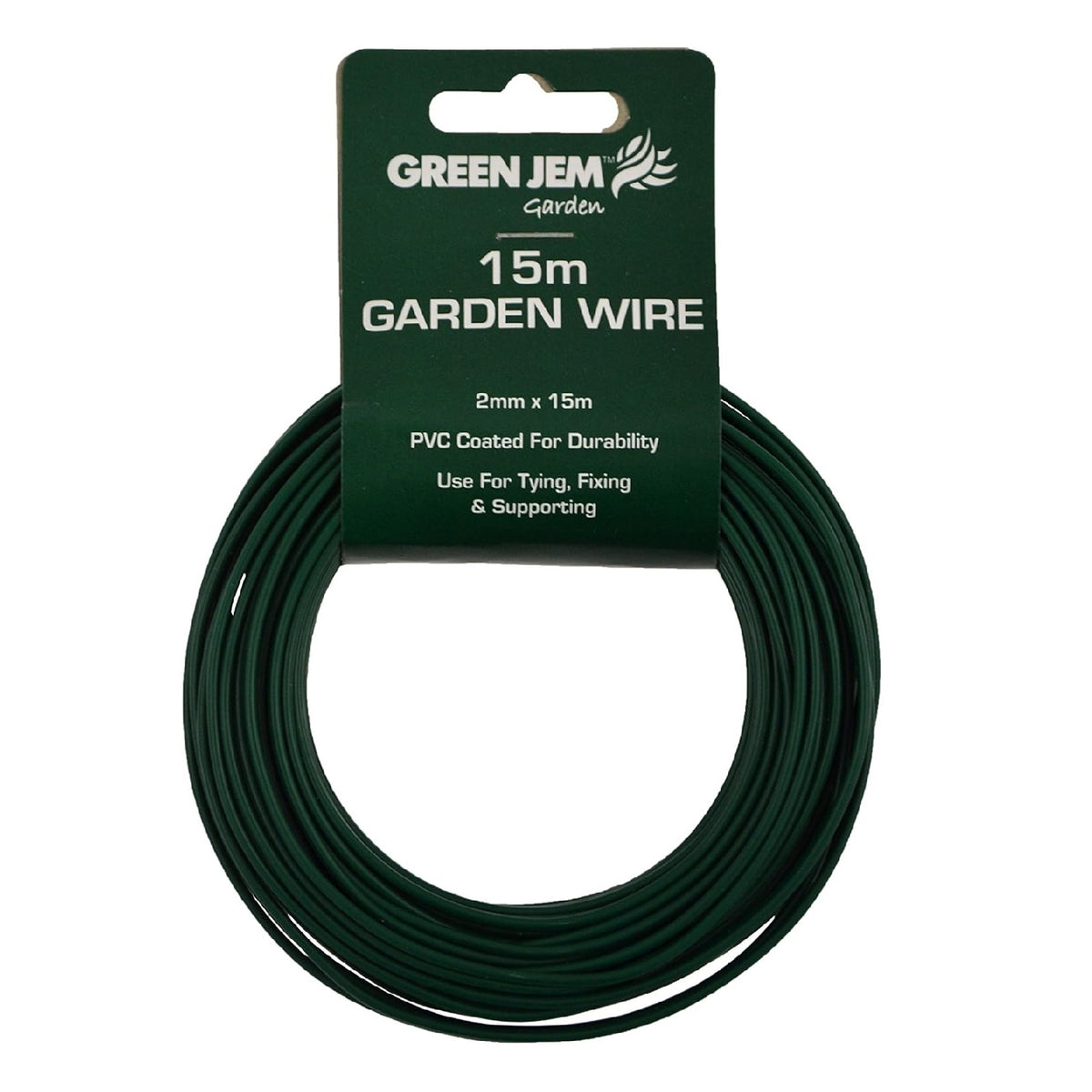 Green Jem PVC Coated Garden Wire Dark Green 2mm x 15Mtr GSGW15 | Use for Tying - Fixing and Supporting