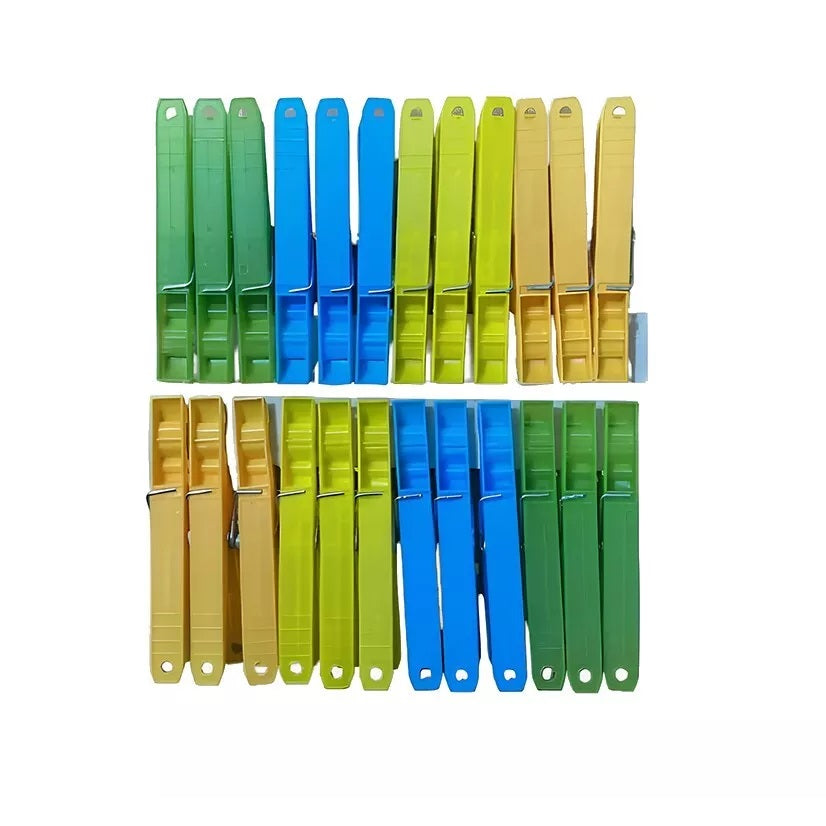 Galeforce Weatherproof Plastic Jumbo Pegs Assorted Colours Pack of 24 RD8224 | For Washing Line and Laundry Use