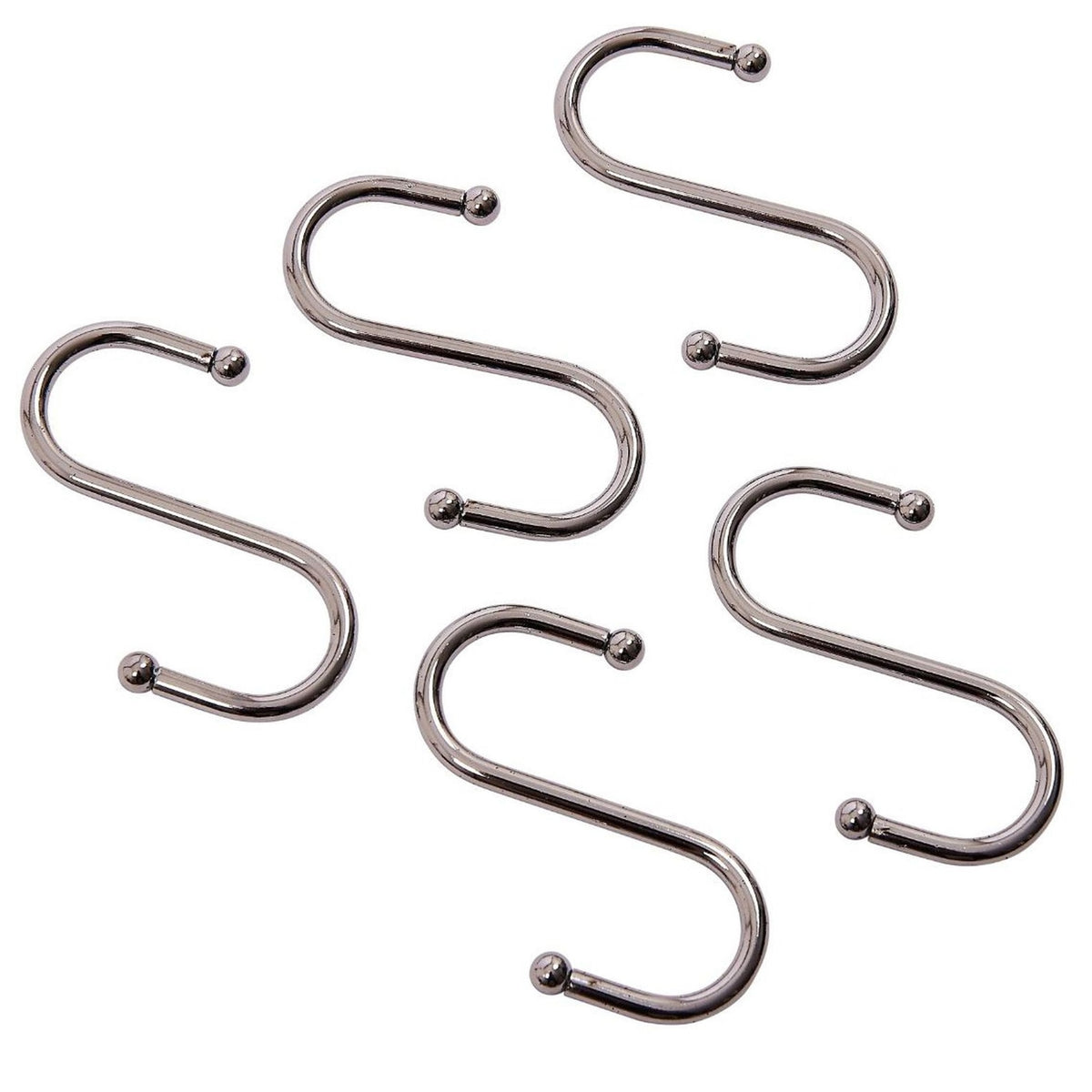 Amtech S Hook Set Chrome 70mm Pack of 5 S4295 | Perfect Storage Solution for Tight Spaces | Durable Chrome Plated Steel Construction