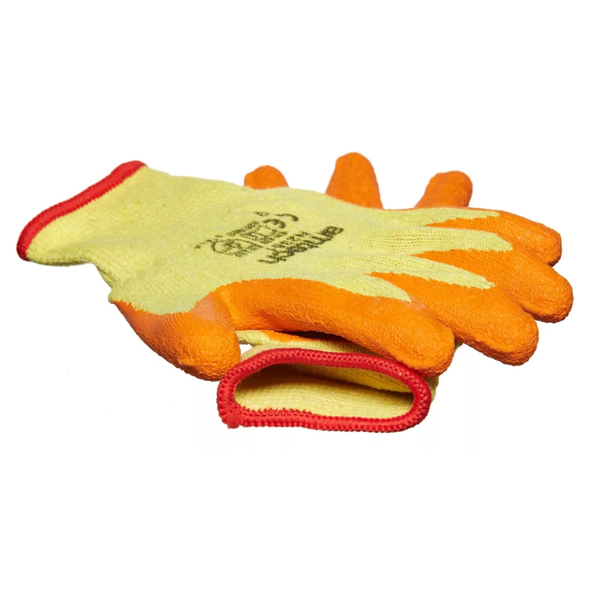 Amtech Heavy Duty Latex Coated Work Gloves Orange and Yellow Large N2351 | Durable 10 Gauge Polyester with Latex Palms | Heavy Duty with Crinkled Palms for Increased Grip | Ideal for General DIY Construction and Other Uses