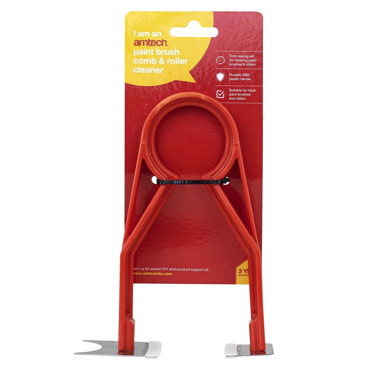 Amtech Two In One Paint Brush Comb and Roller Cleaner Red G4520 | Time Saving Aid for Cleaning Paint Brushes and Rollers | Durable ABS Plastic Handle | Suitable for Most Paint Brushes and Rollers