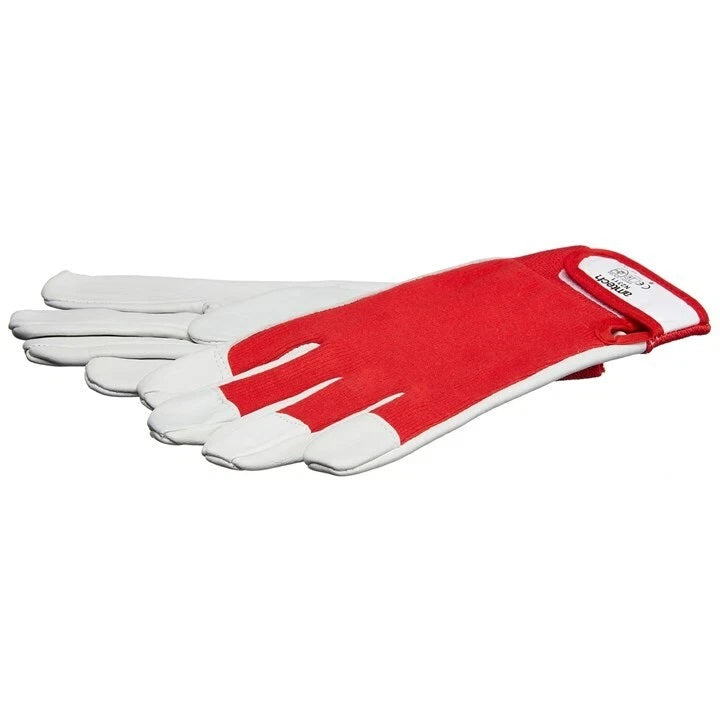 Amtech Fine Leather Palm Gloves Red and White Large N2311