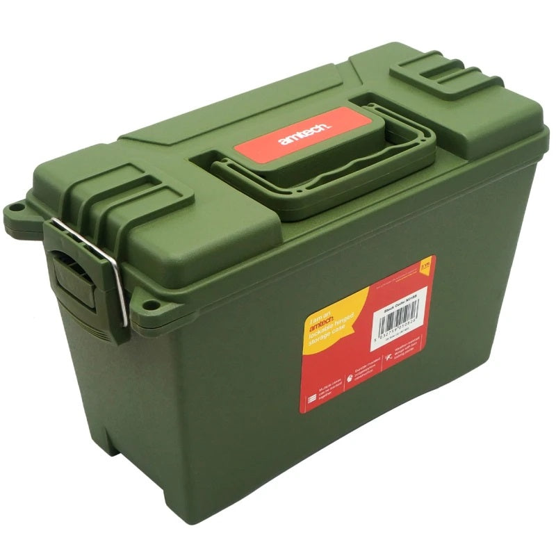 Amtech Durable Moulded Weather Resistant Lockable Hinged Storage Case Green N0155