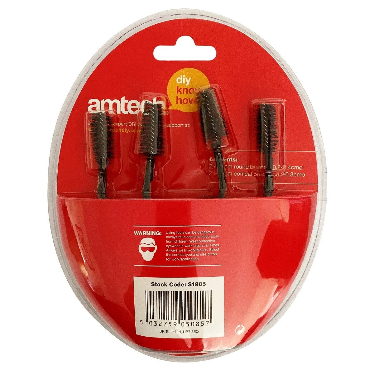 Amtech Sink and Plug Hole Unblocker Black 70cm 4-Piece S1905 | Fits Into Most Standard Sink and Bath Plug Holes | Conical Brush to Quickly Remove Blockage