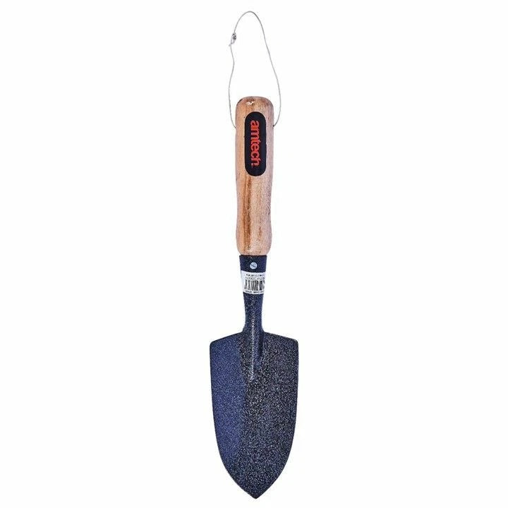 Amtech Wooden Handle Carbon Steel Hand Trowel Carbon Black U1000