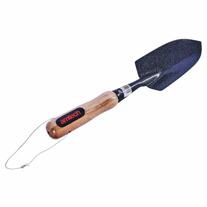 Amtech Wooden Handle Carbon Steel Hand Trowel Carbon Black U1000