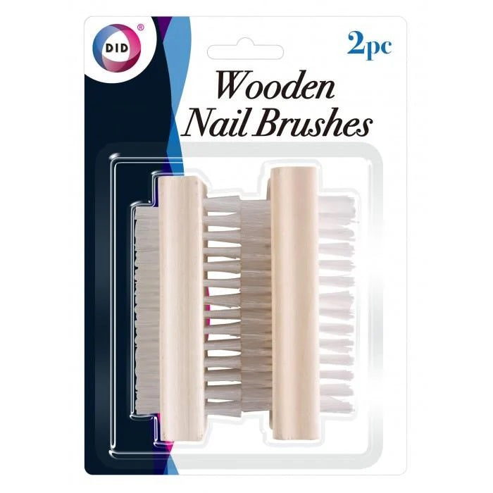 DID Wooden Nail Brushes White and Light Brown Pack of 2 PC3255