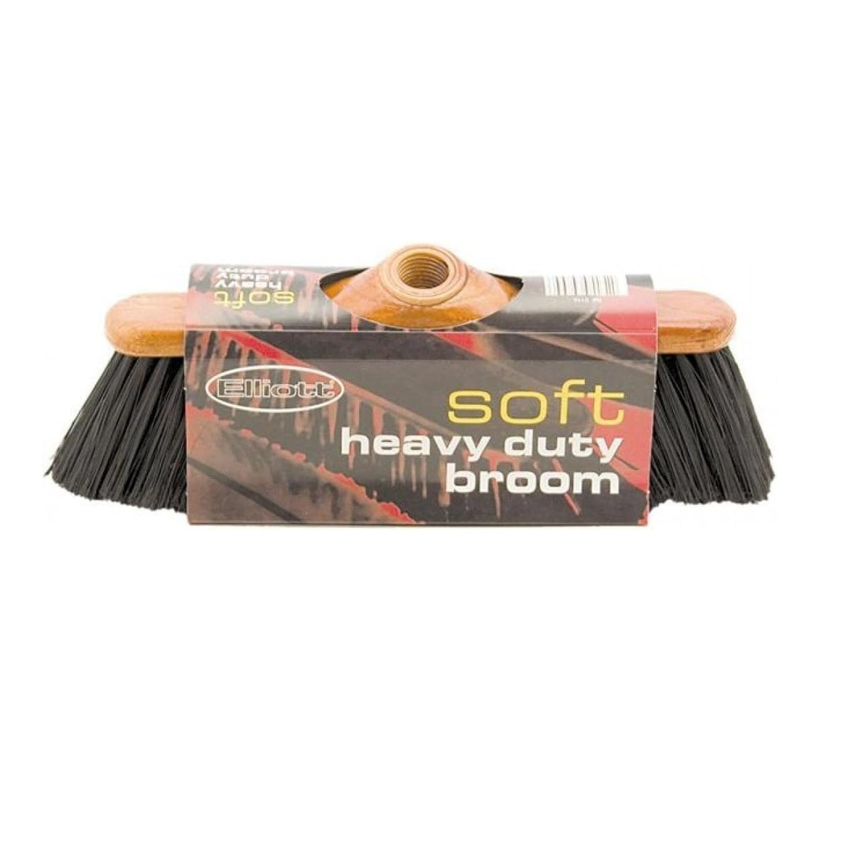 Elliott Heavy Duty Wood-Effect Soft Broom Head Black 10F00196 | Indoor and Outdoor Cleaning Brush | Durable Bristles