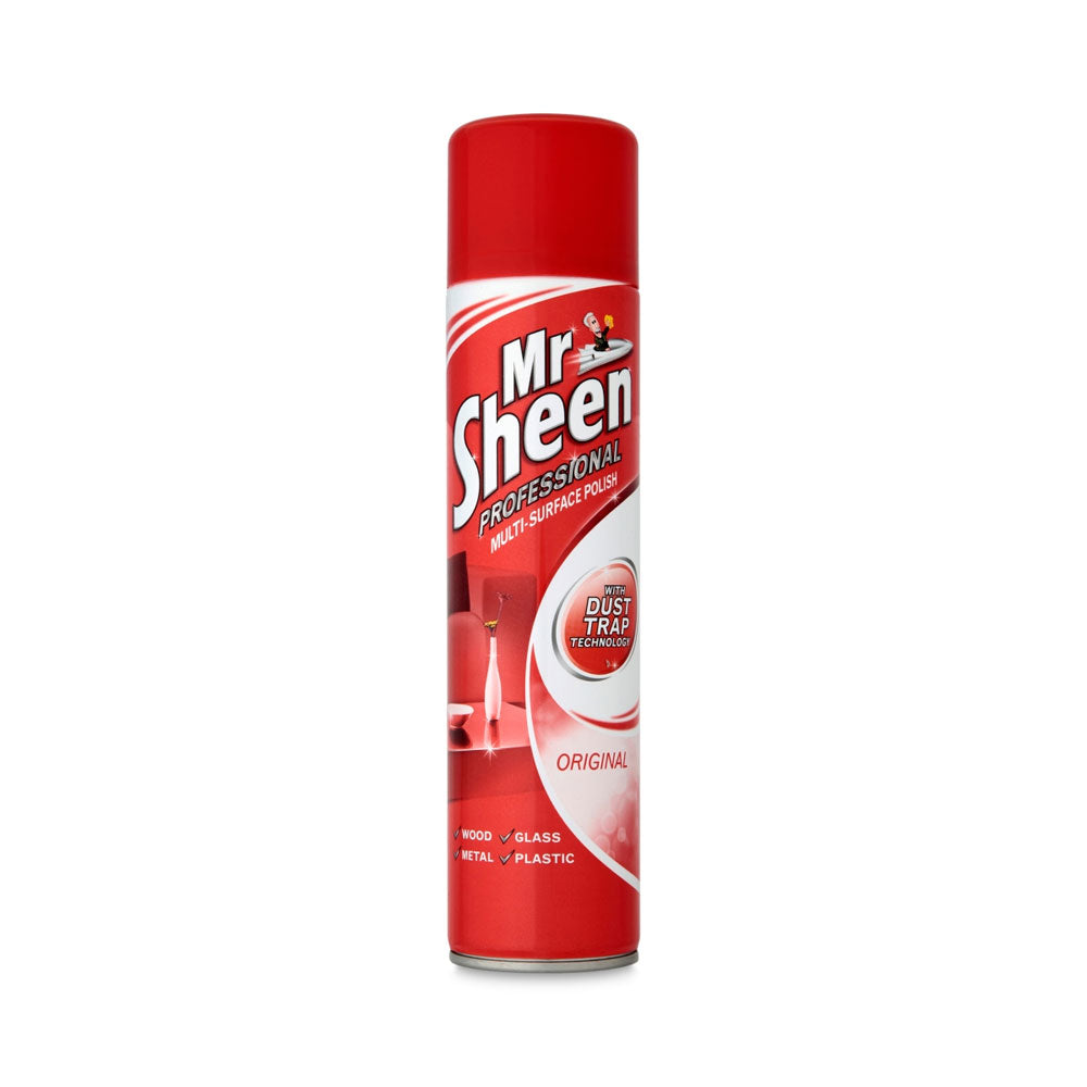 Mr Sheen Original Multi-Surface Polish Spray Red 300ml 81388 | Dust Trap Technology | Cleans Wood-Glass-Metal and Plastic
