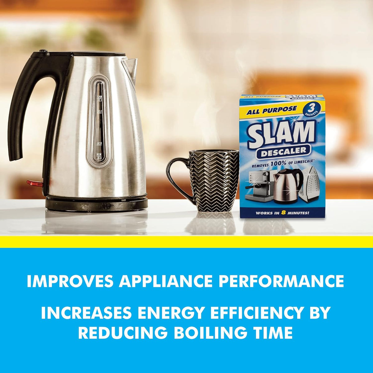 Kilrock Slam All Purpose Descaler Multicoloured Pack of 3 30ml SLAMALLPURPOSE | Fast-Acting Limescale Remover | For Kettles-Irons and Coffee Machines | Works in 8-Minutes