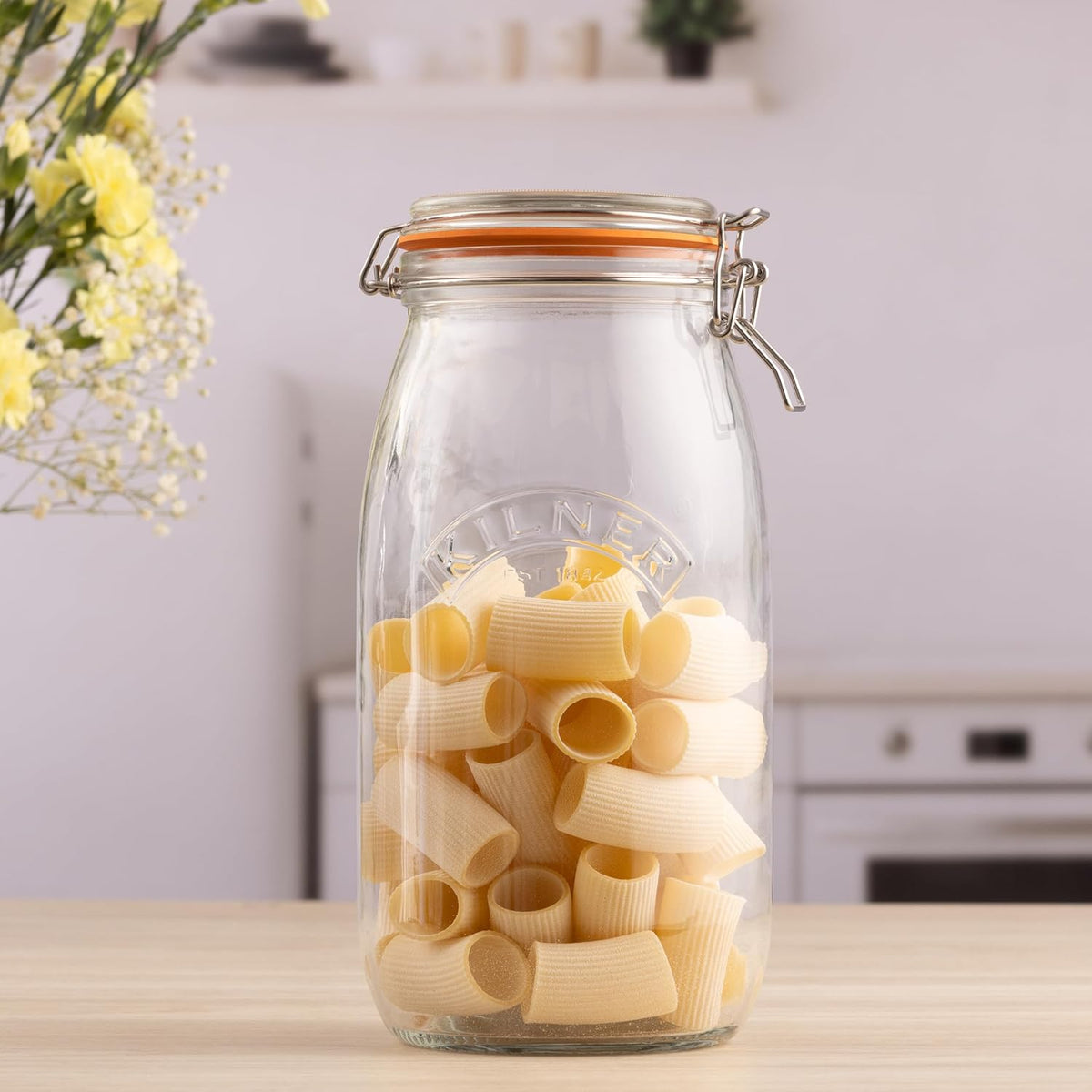 Kilner Round Clip Top Glass Storage Jar Clear 2L 0025.493 | Airtight Seal | Durable Glass | Ideal for Preserving-Pickling and Dry Food Storage