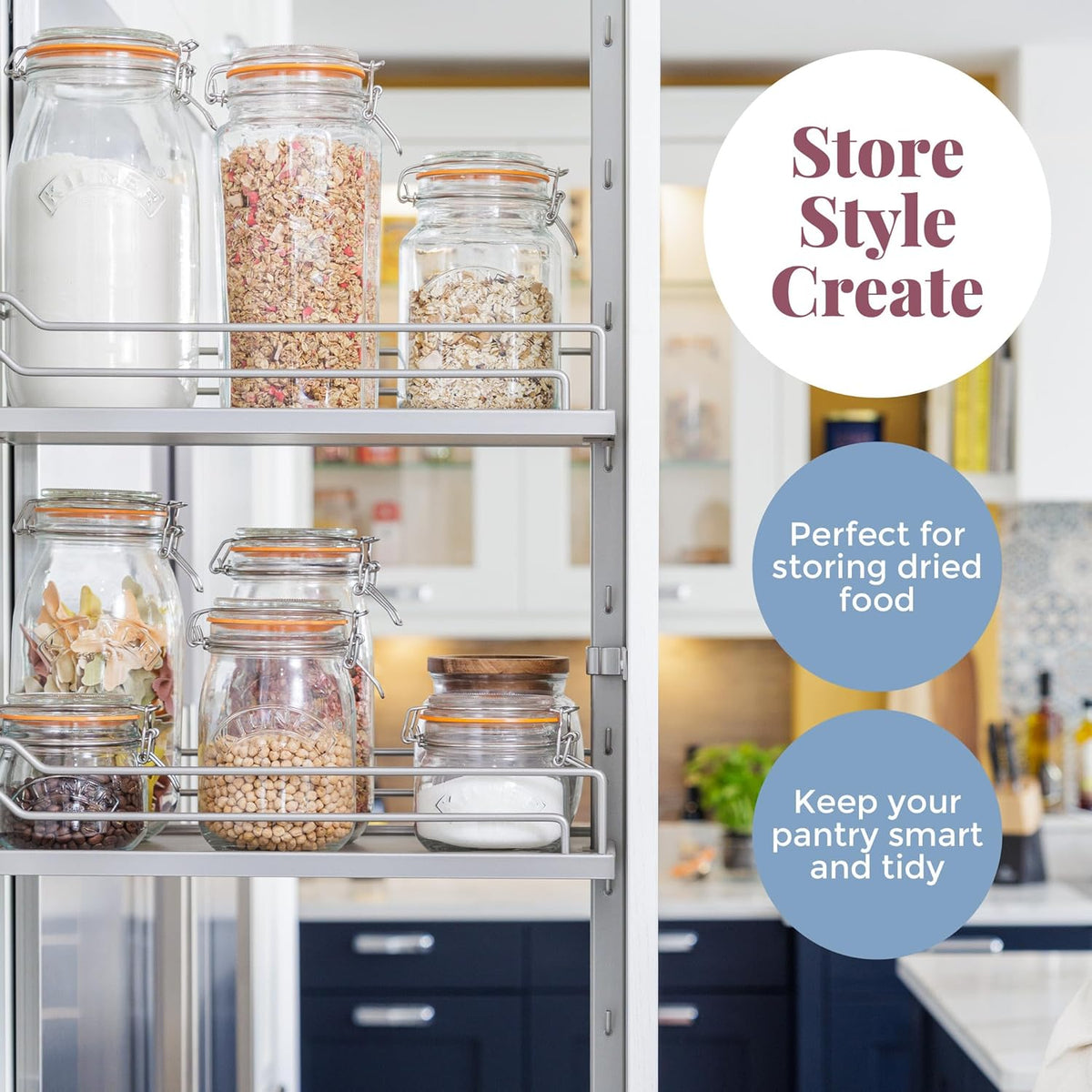 Kilner Round Clip Top Glass Storage Jar Clear 2L 0025.493 | Airtight Seal | Durable Glass | Ideal for Preserving-Pickling and Dry Food Storage