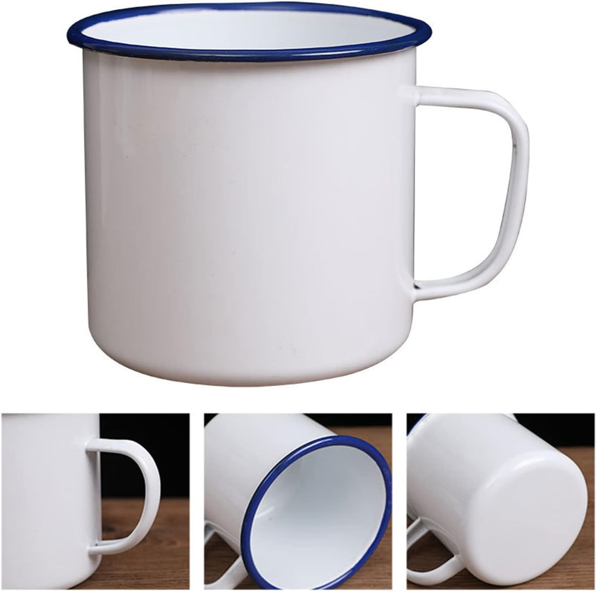 Falcon Enamel Drinking Mug White 9cm 500ml 155g 50009 | Mug for Indoor and Outdoor Activities | Resusable and Portable
