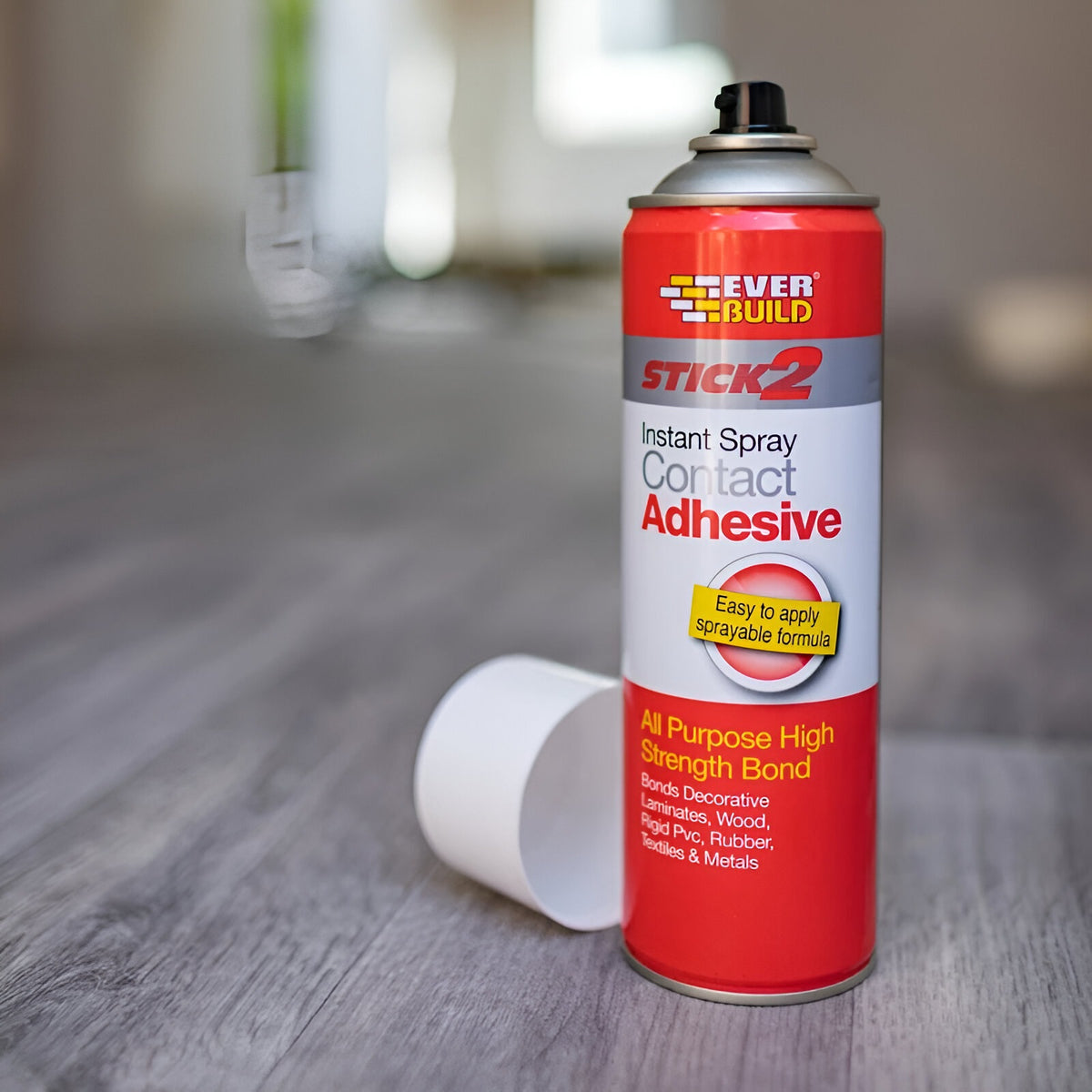Everbuild Stick 2 Instant Spray Contact Adhesive  500ml | Easy to Apply | Sprayable Formula | All Purpose High Strength Bond | Bonds Decorative Laminates - Wood - Rigid - PVC - Rubber - Textiles and Metals
