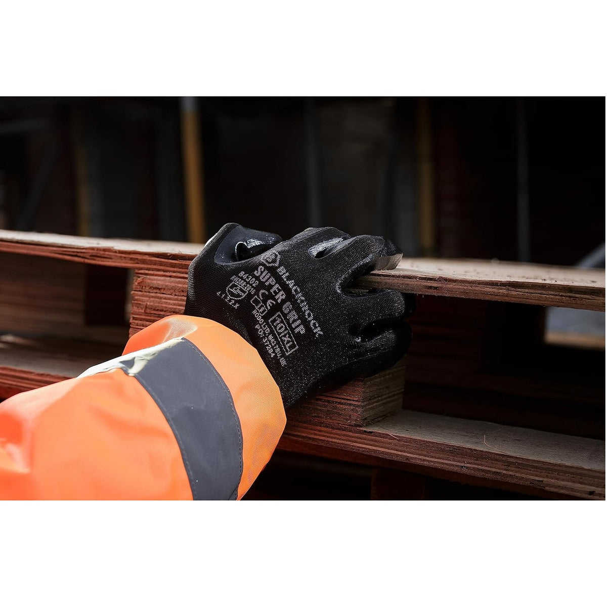 Blackrock Super Grip Hand Gloves Black Large Size 9 1 Pair 8430210  | Superb Dexterity Abrasion | Resistance for Any Handling | Flat Nitrile -  Dry Grip | Ideal for Automotive | Construction | Warehousing | Light Handling | Component Handling