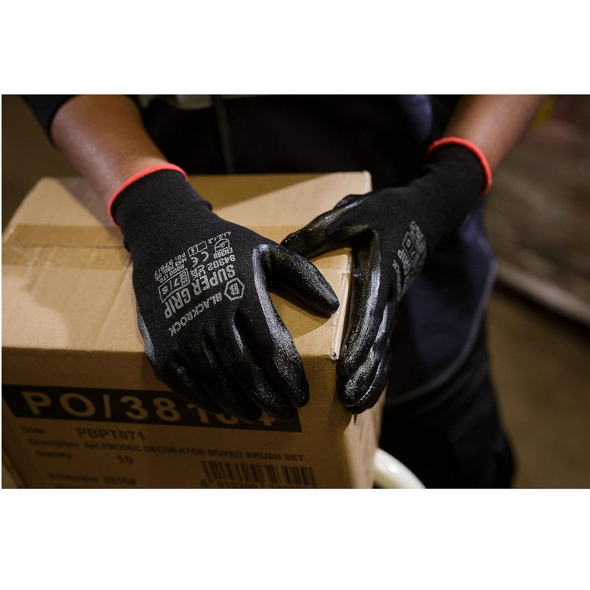 Blackrock Super Grip Hand Gloves Black Large Size 9 1 Pair 8430210  | Superb Dexterity Abrasion | Resistance for Any Handling | Flat Nitrile -  Dry Grip | Ideal for Automotive | Construction | Warehousing | Light Handling | Component Handling