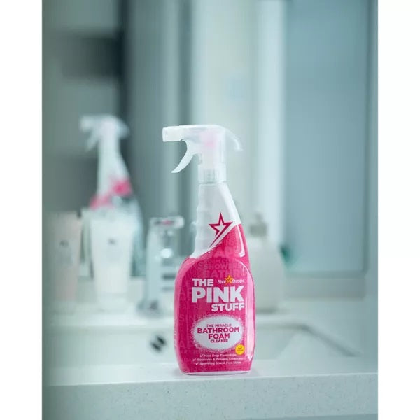 The Star Drops Pink Stuff Miracle Bathroom Foam Cleaner Spray Pink 750ml HOSTA014A | Powerful Non-Drip Formula | Removes Limescale and Soap Scum | Streak-Free Shine