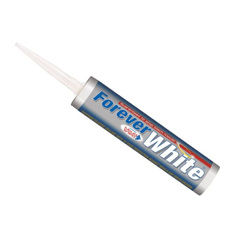 Everbuild Forever Bathroom and Kitchen Silicone Sealant White 310ml 461971 | Anti-Mould Silicone | Long-Lasting Protection