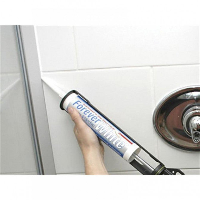Everbuild Forever Bathroom and Kitchen Silicone Sealant White 310ml 461971 | Anti-Mould Silicone | Long-Lasting Protection