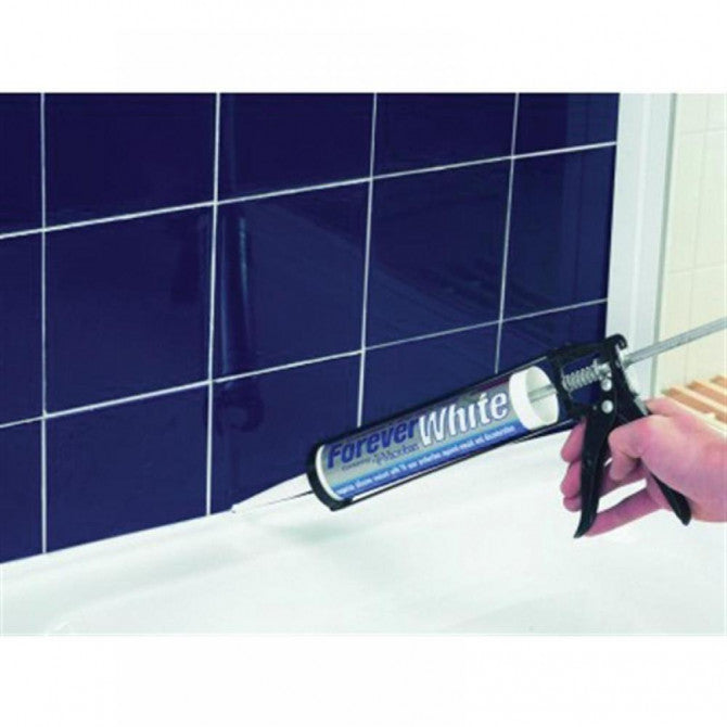 Everbuild Forever Bathroom and Kitchen Silicone Sealant White 310ml 461971 | Anti-Mould Silicone | Long-Lasting Protection