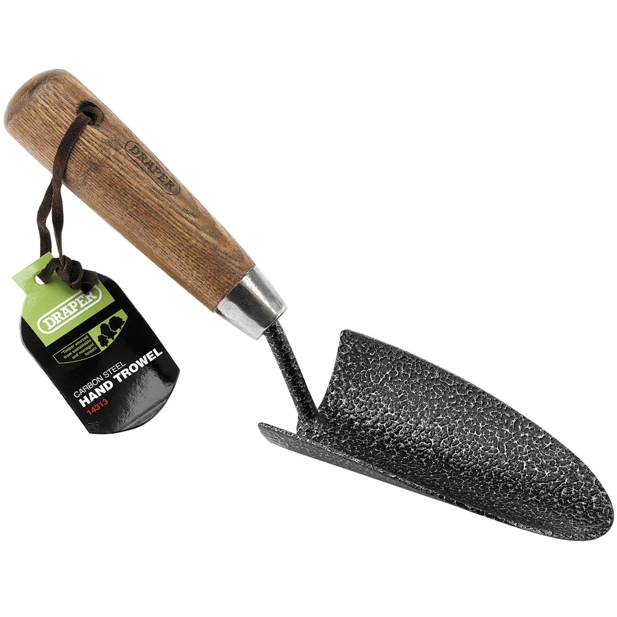 Draper Heavy Duty Carbon Steel Hand Trowel with Ash Handle Carbon Black 125mm 195648