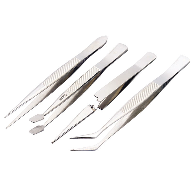 Draper Tools Precision Tweezer Set Silver Pack of 4 19850
